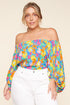 Yara Rainbow Floral Off the Shoulder Top Curve